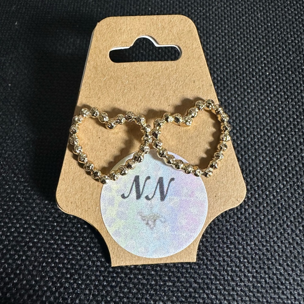 Lovely Faceted Open Golden Hearts Earrings